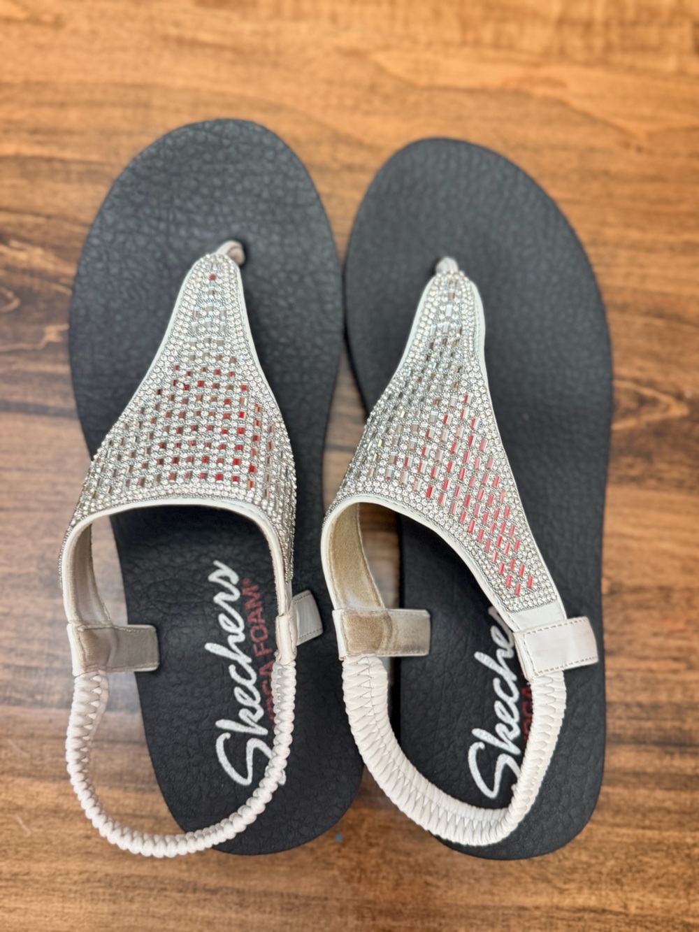 Skechers Silver Crystal Slingback Sandals for Women 9